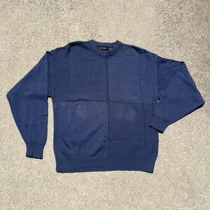 Vtg Ashworth‎ Sweater Men Size XL Navy Cotton Patterned Dad Crewneck Long Sleeve